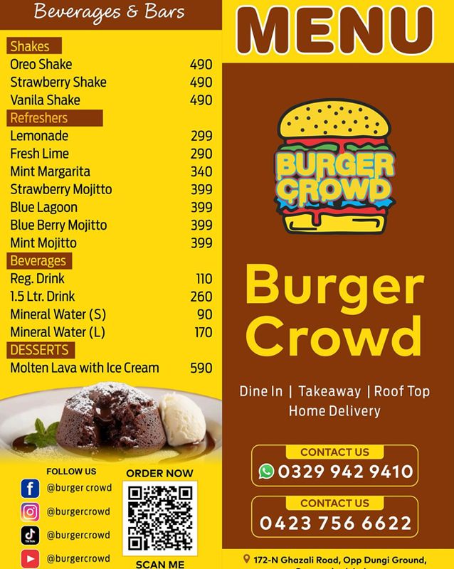 Burger Crowd menu
