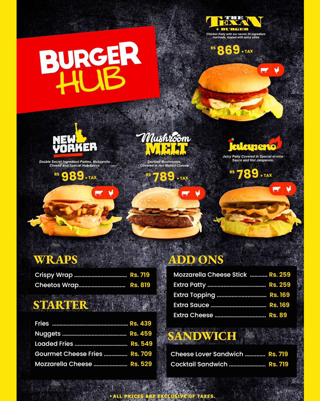 Burger Hub menu