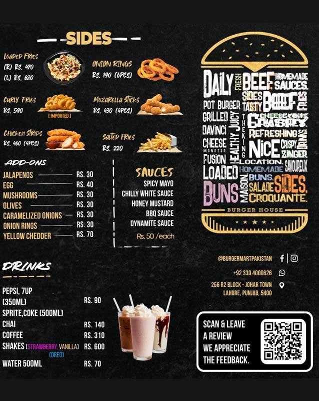 Burger Mart menu