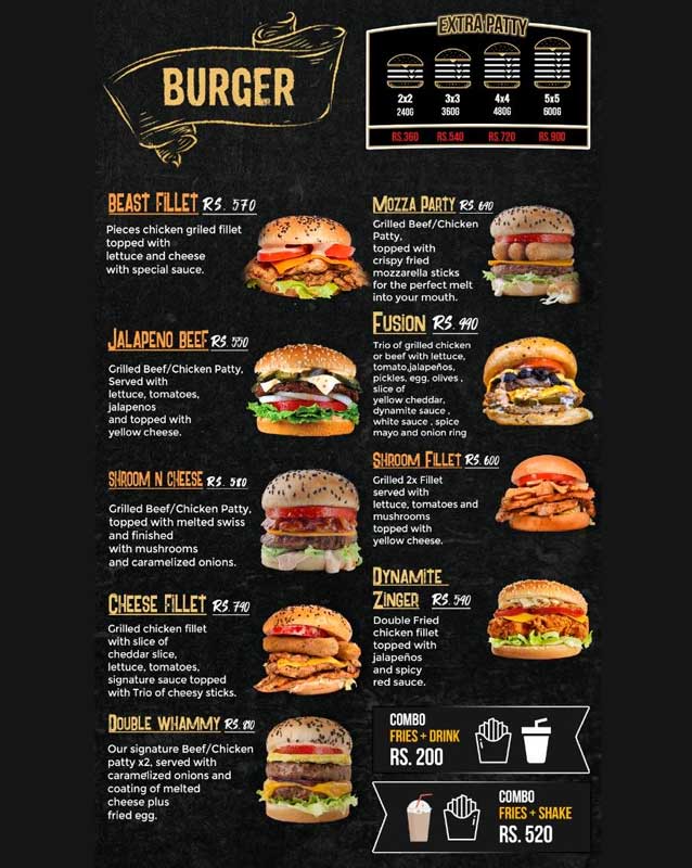 Burger Mart menu