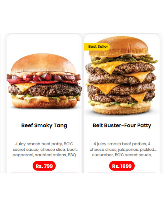 Burger O'Clock menu