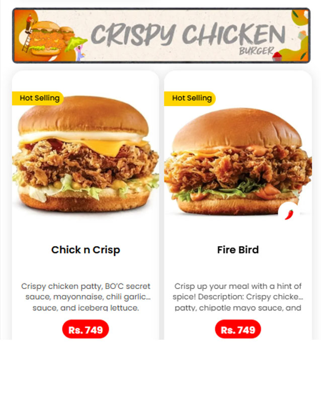 Burger O'Clock menu