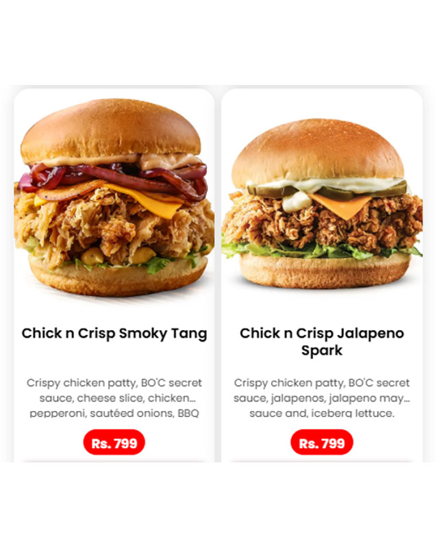 Burger O'Clock menu