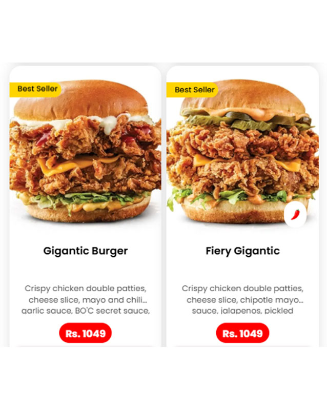 Burger O'Clock menu