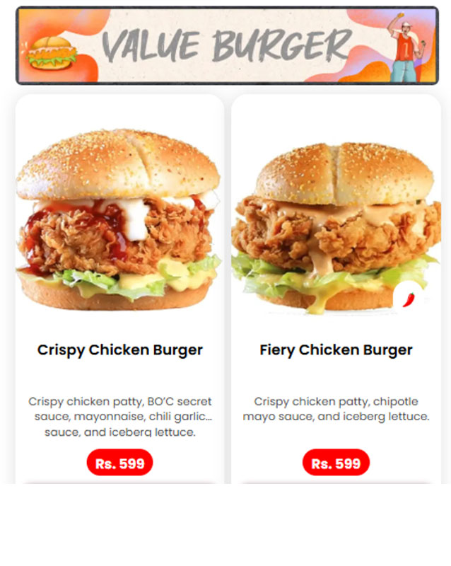 Burger O'Clock menu