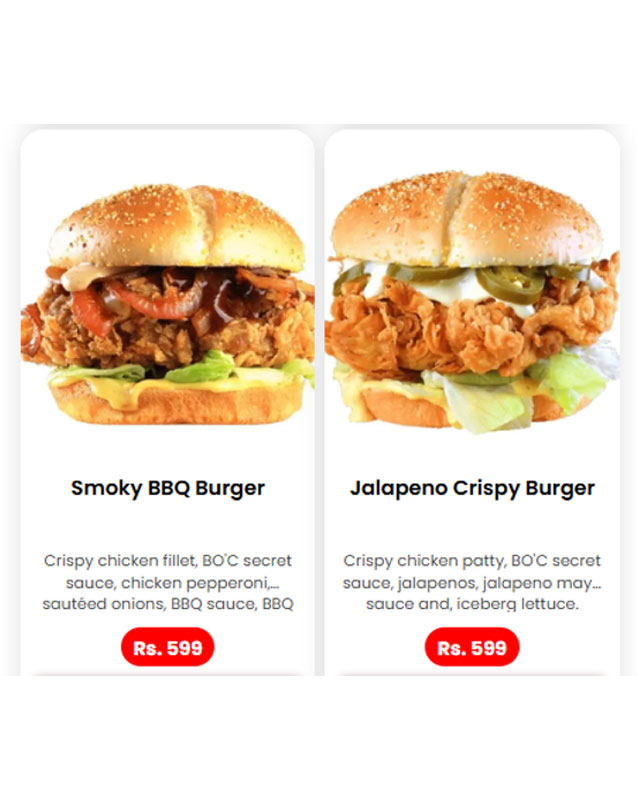 Burger O'Clock menu