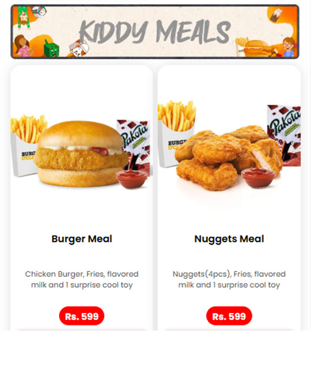 Burger O'Clock menu
