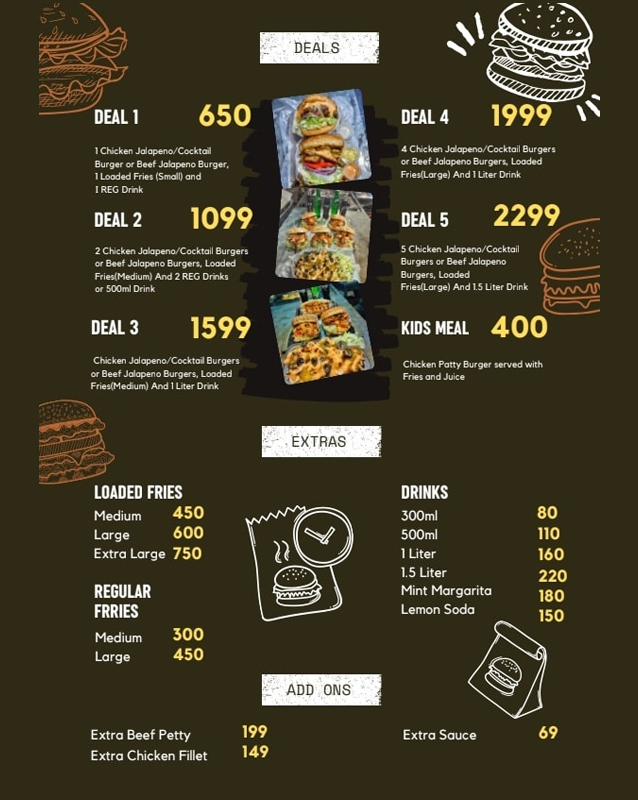 Butcher's Burger menu