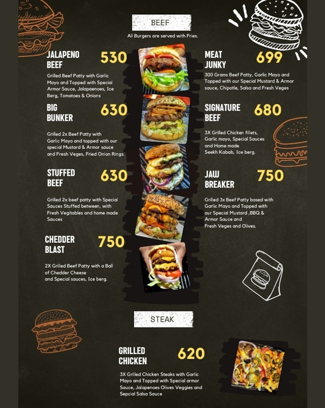Butcher's Burger menu