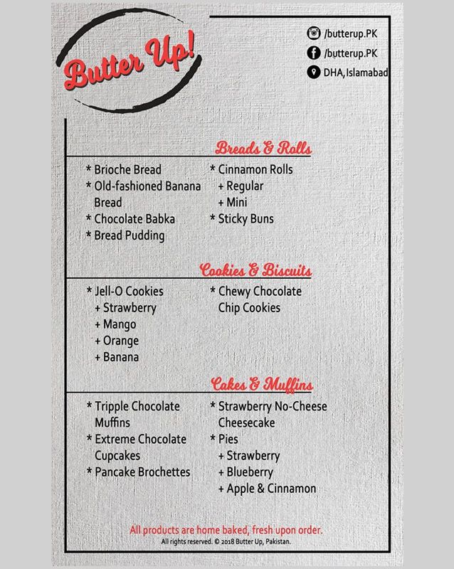 Butter Up menu