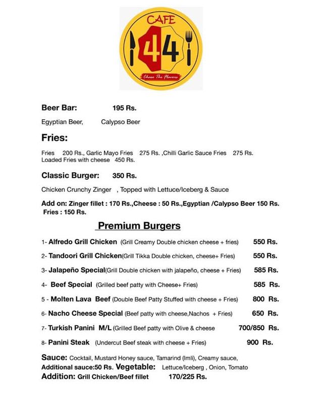 Cafe 44 menu