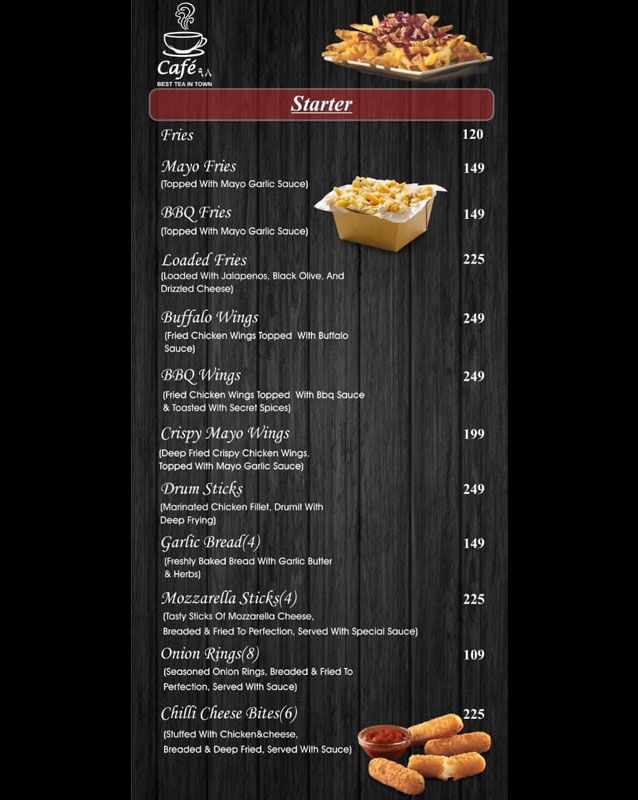 Cafe 98 menu