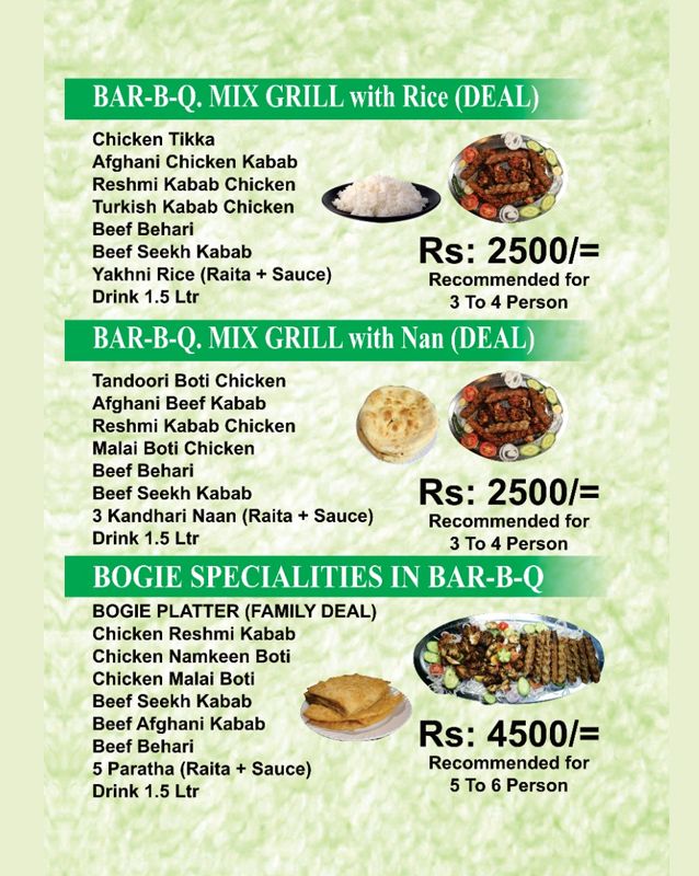 Cafe Bogie menu