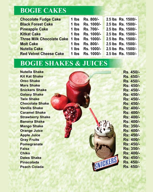 Cafe Bogie menu