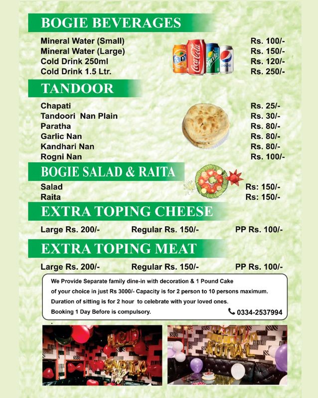 Cafe Bogie menu