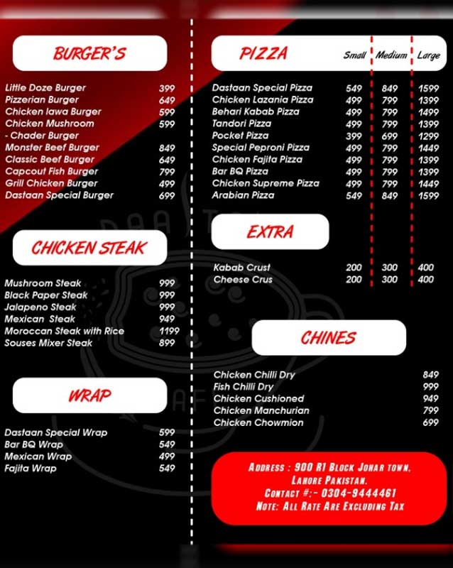 Cafe Daastan menu