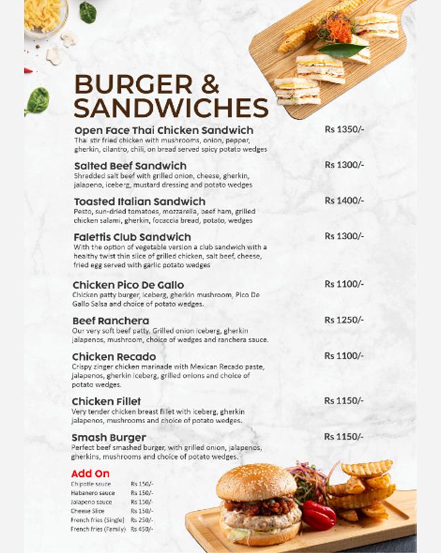 Cafe De Brando menu