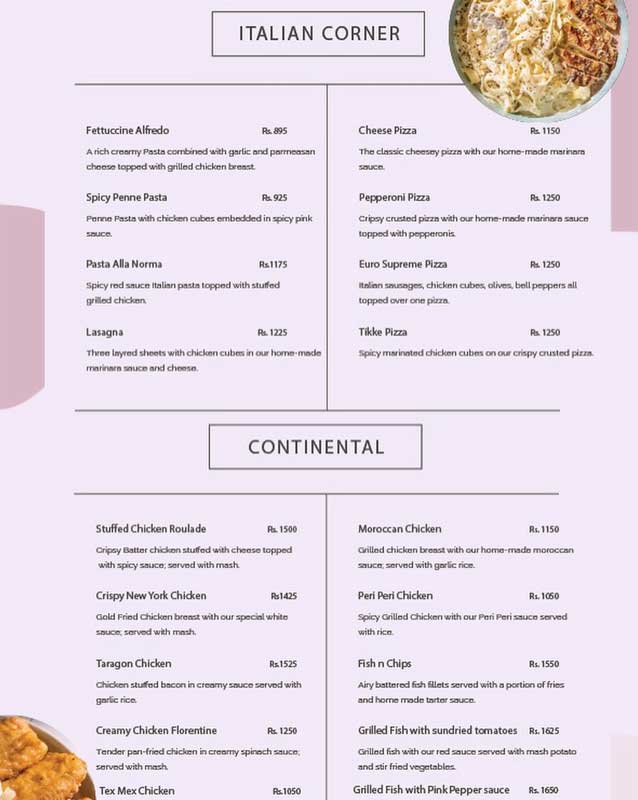Cafe Elliana menu