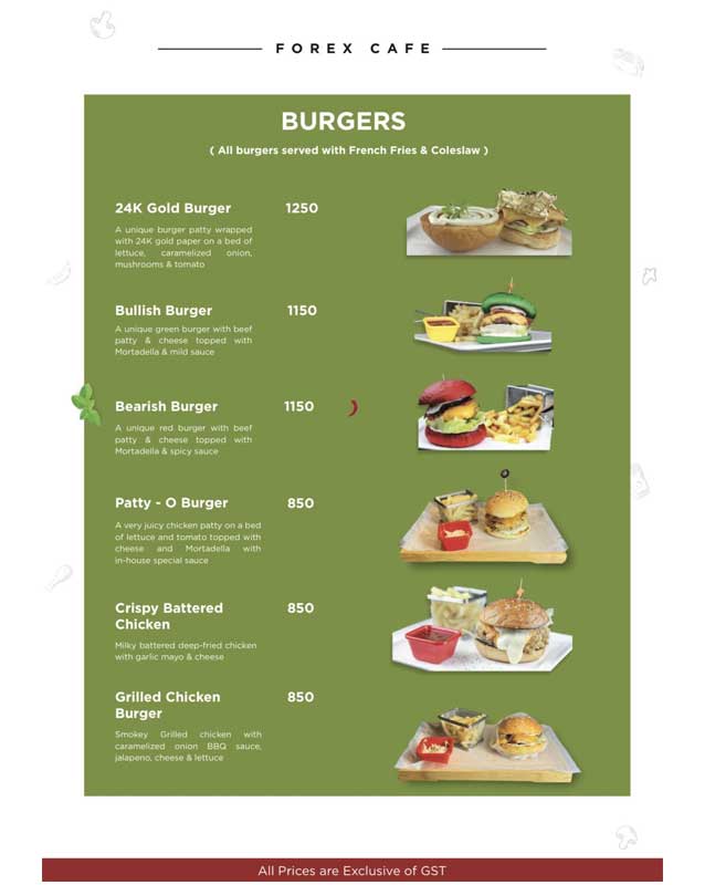 Cafe Forex menu