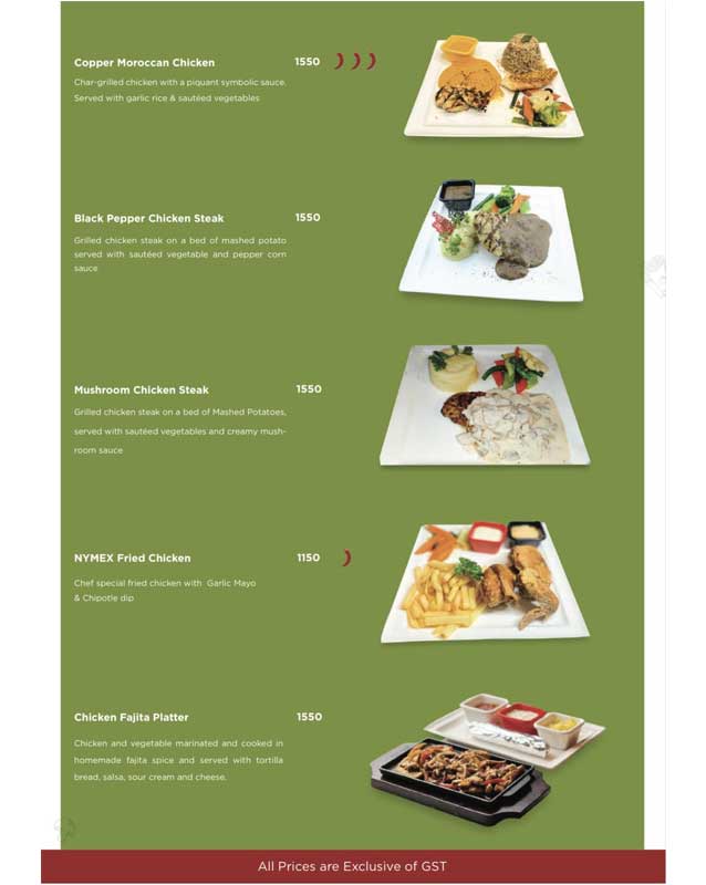 Cafe Forex menu