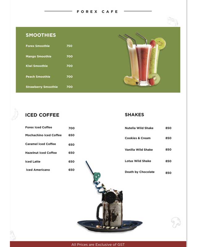 Cafe Forex menu