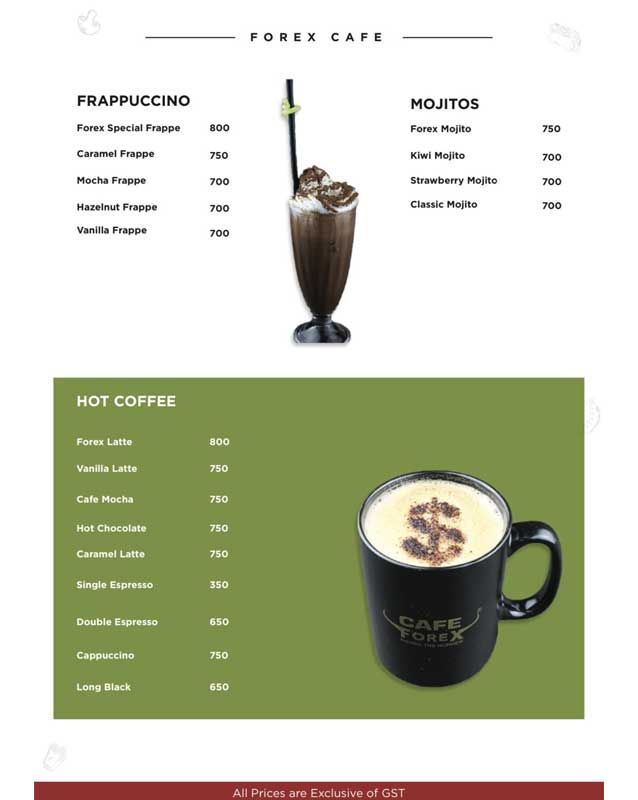 Cafe Forex menu