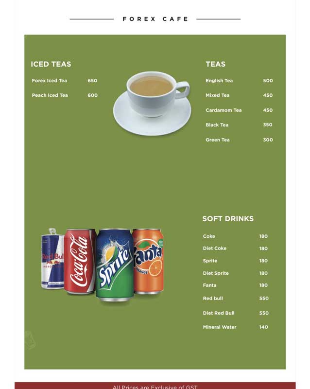 Cafe Forex menu