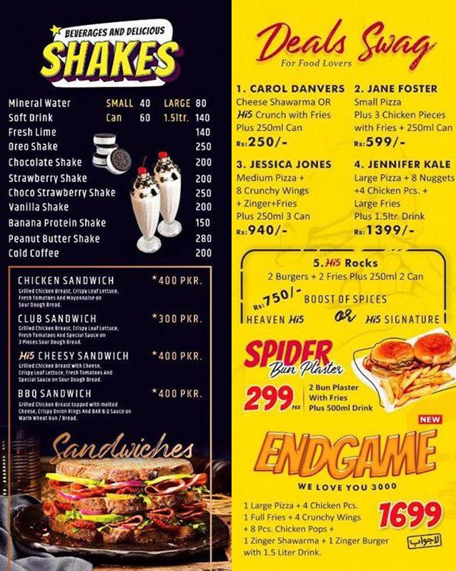 Cafe Hi5 menu