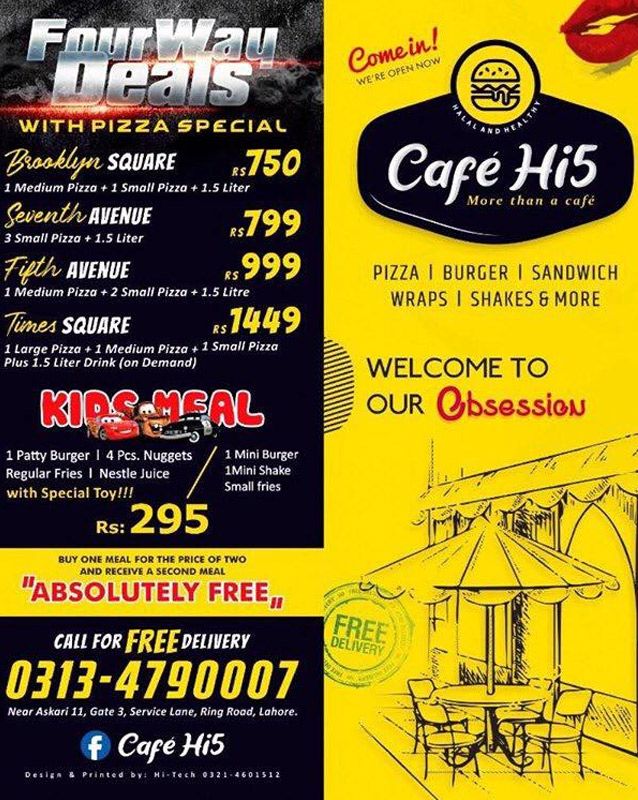 Cafe Hi5 menu