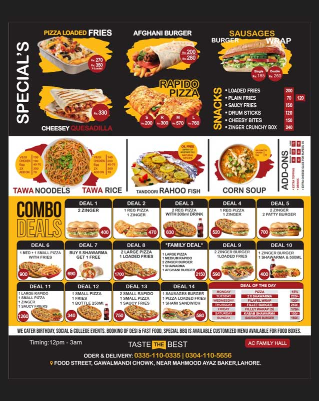 Cafe One10 menu