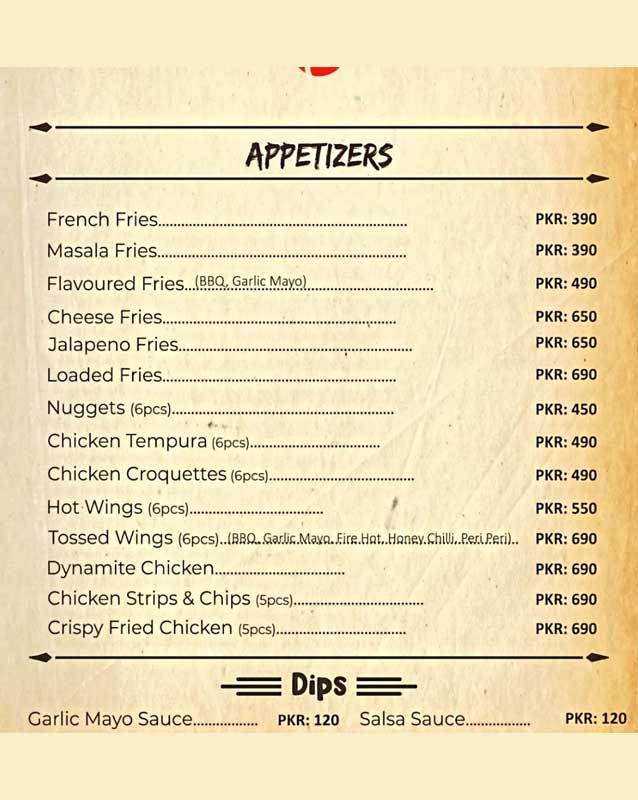 Cafe Ostyria menu
