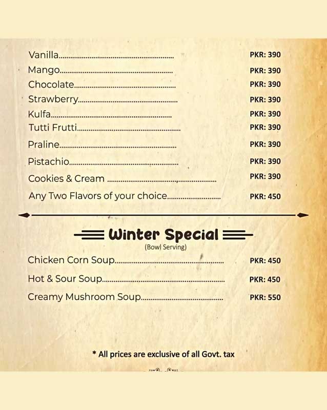Cafe Ostyria menu