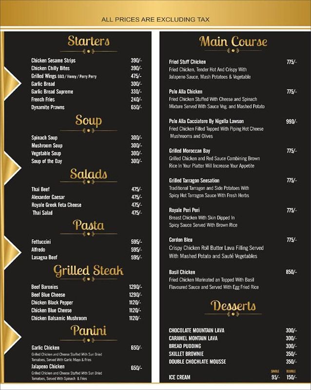 Caffe Royale London menu