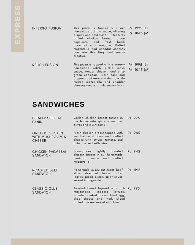 Café Bedaar menu