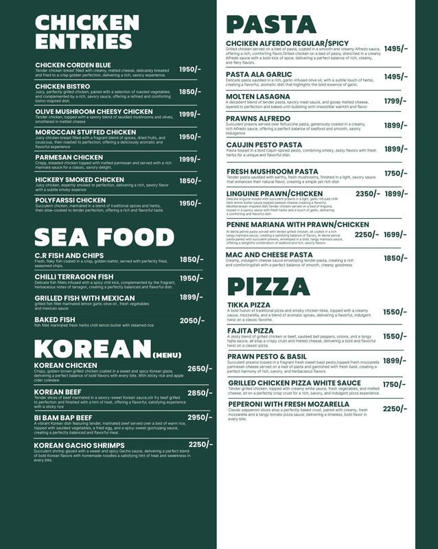 Casa Rica menu
