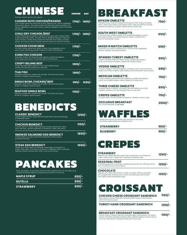 Casa Rica menu