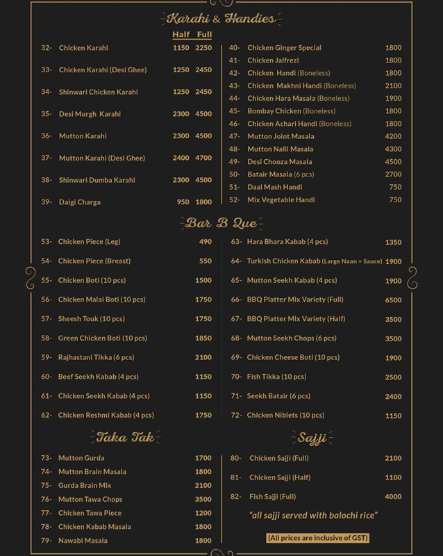 Caspian Sea Restaurant menu