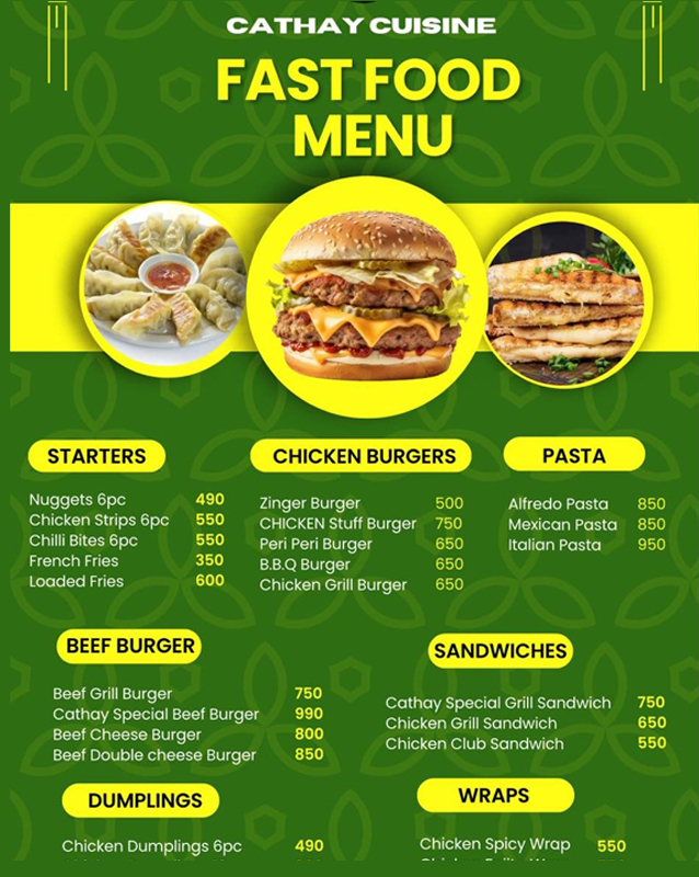 Cathay Cuisine menu