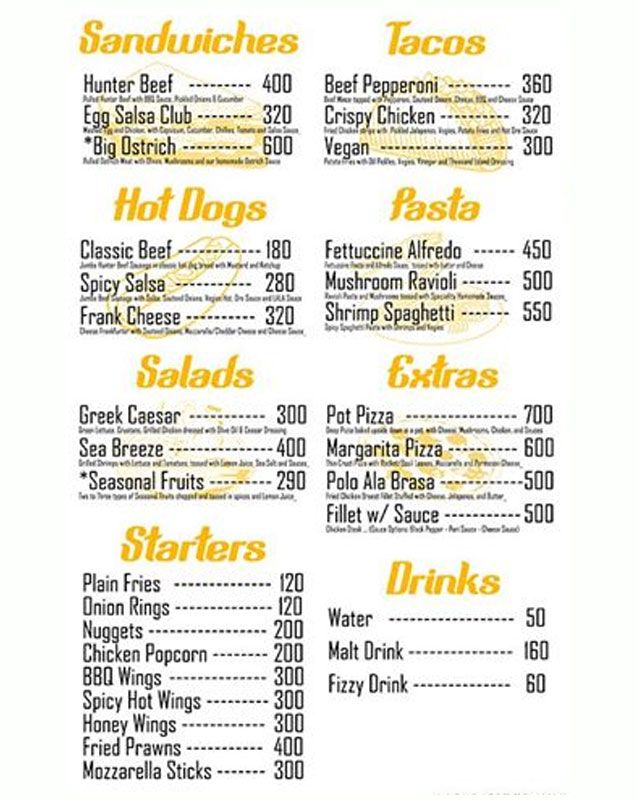 CB Patio menu