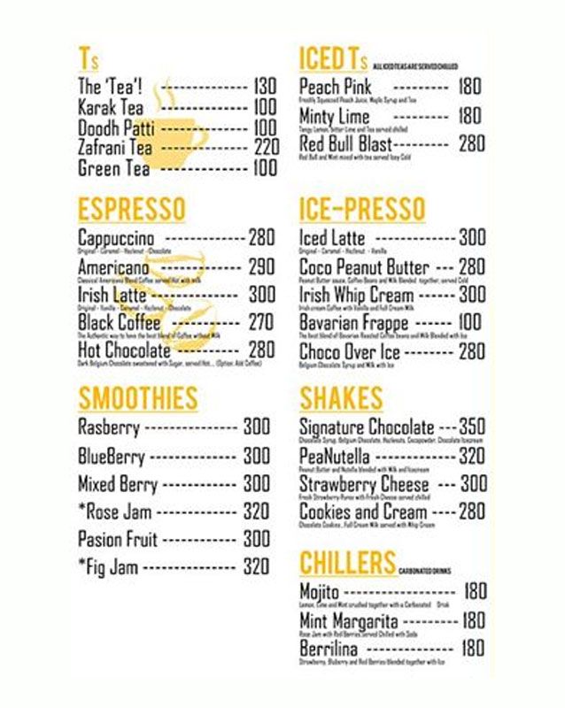 CB Patio menu