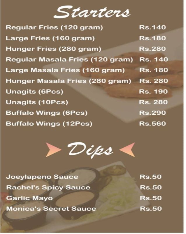 Central Perk menu