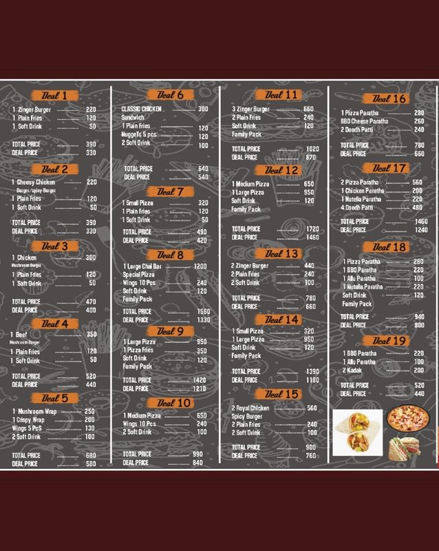 Chai Bar menu