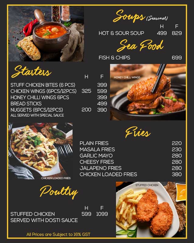 Chai Dosti menu