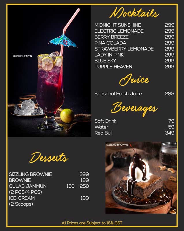 Chai Dosti menu