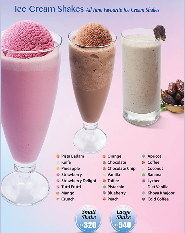 Chaman Ice Cream menu