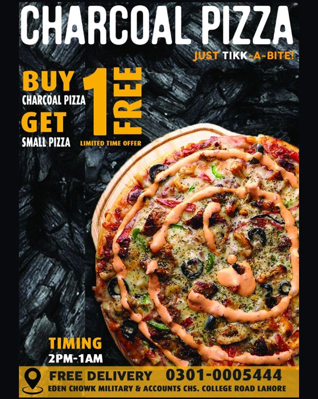 Charcoal Pizza menu