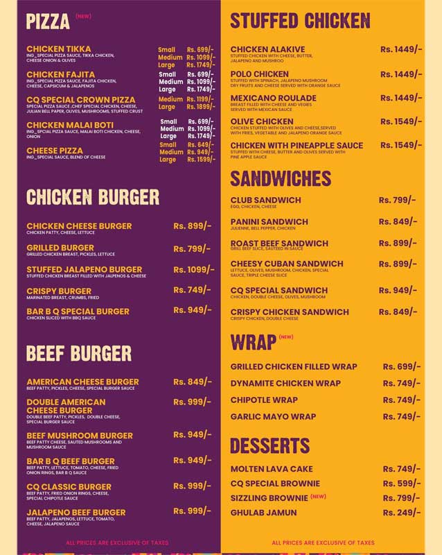 Chaye Qawali menu