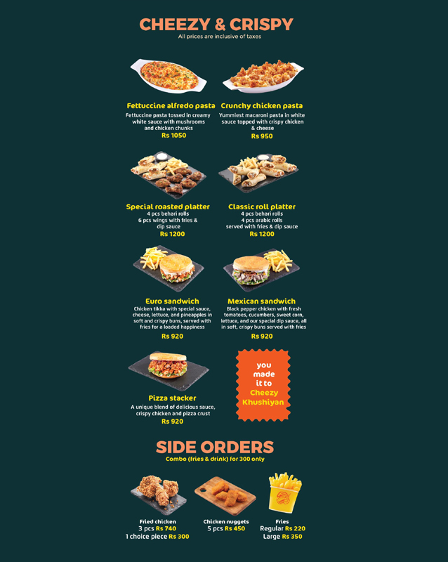 Cheezious menu