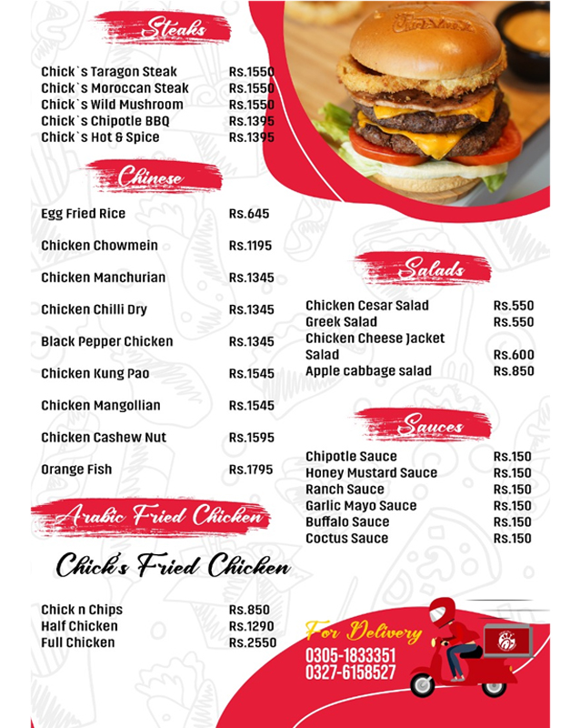 Chick Villa menu