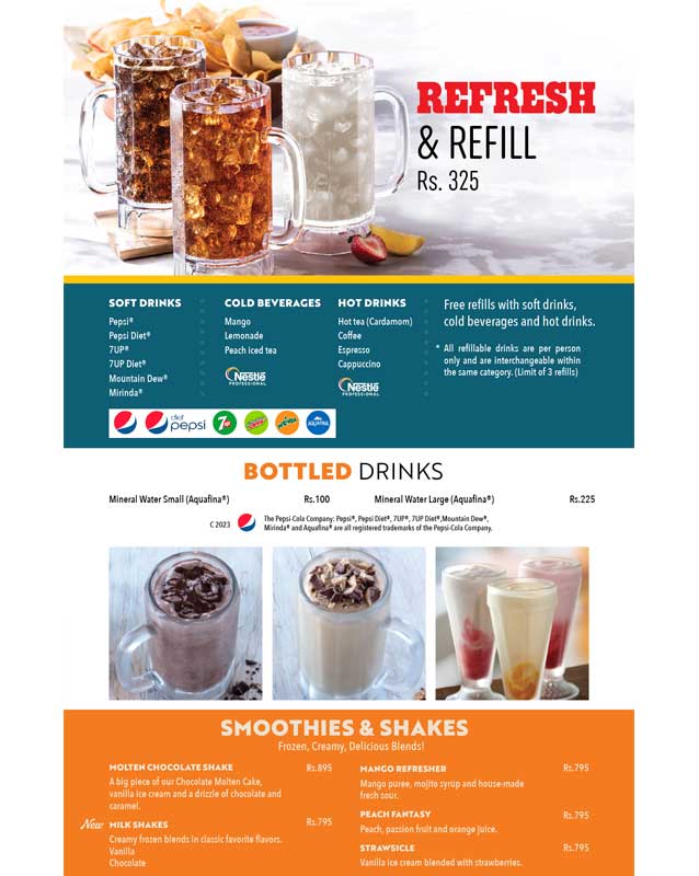 Chili's Pakistan menu